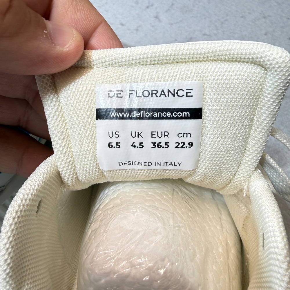 De Florance Sneakers Womens Cream Blue NWT Ribbed Sole Chunky Streetwear SZ 6.5 - Picture 9 of 10